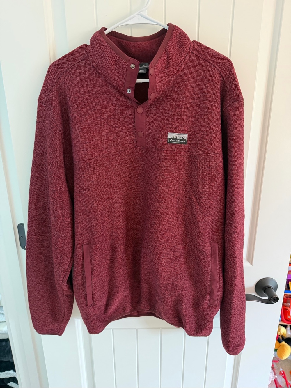 Eddie Bauer Men’s Zip-Up Fleece Pullover - Burgundy